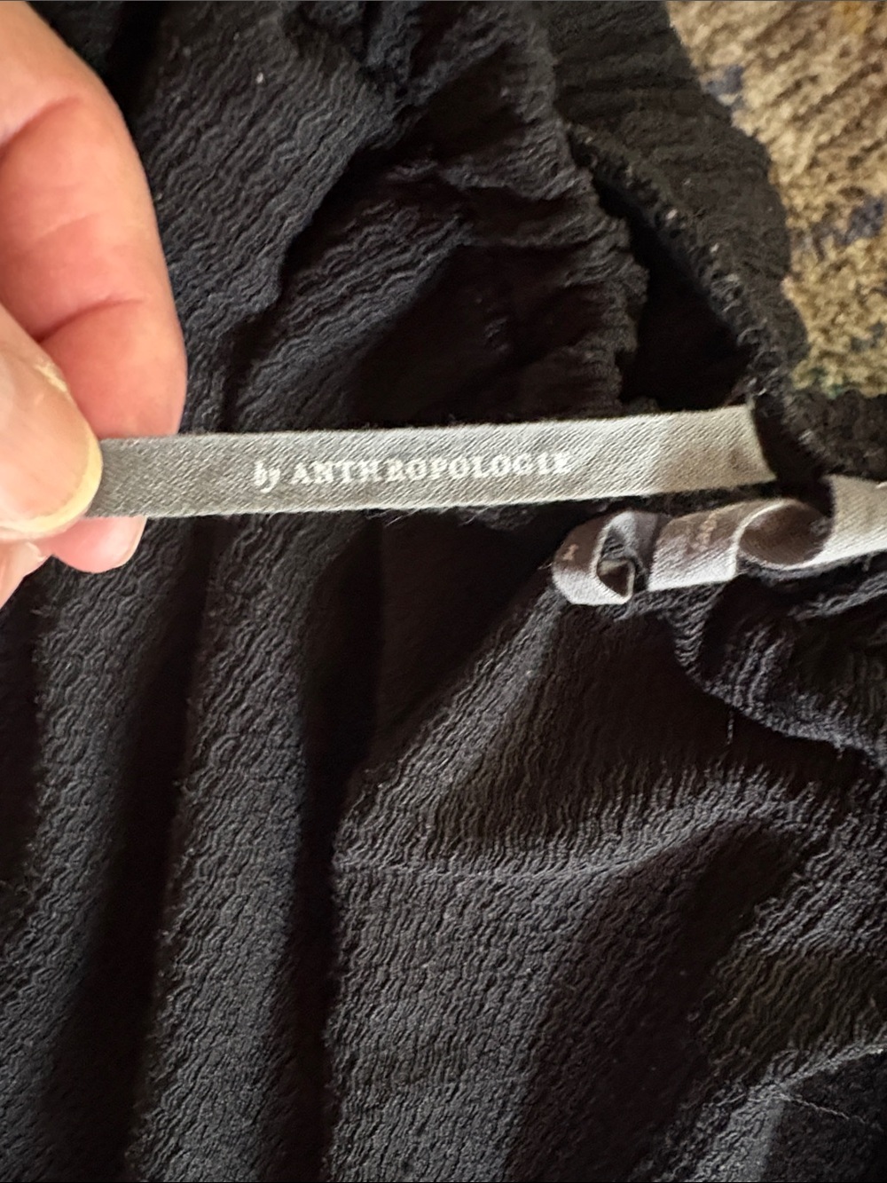 Anthropologie Black Off-Shoulder Puff Sleeve Blouse - Picture 3 of 6